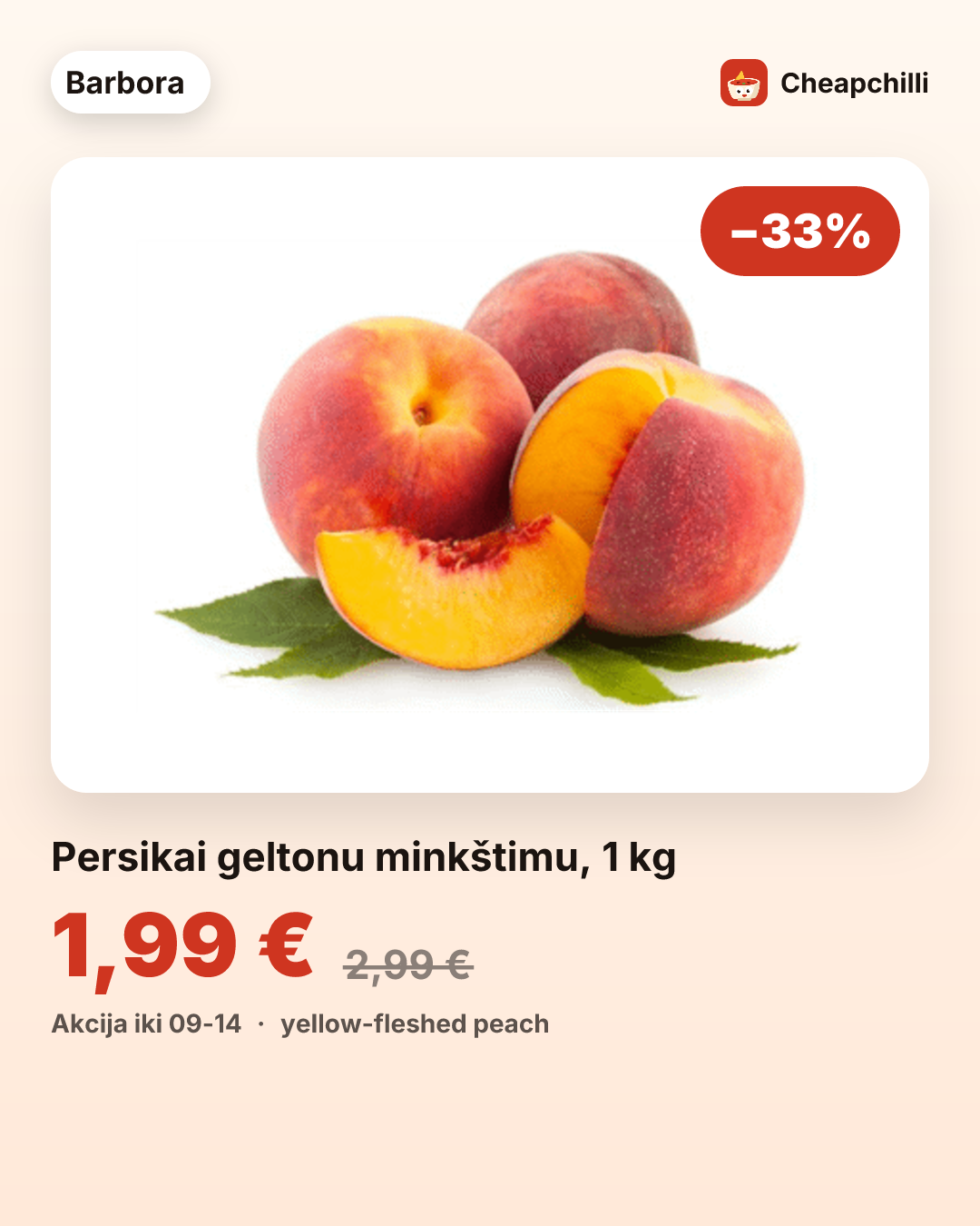 Persikai geltonu minkštimu, 1 kg
