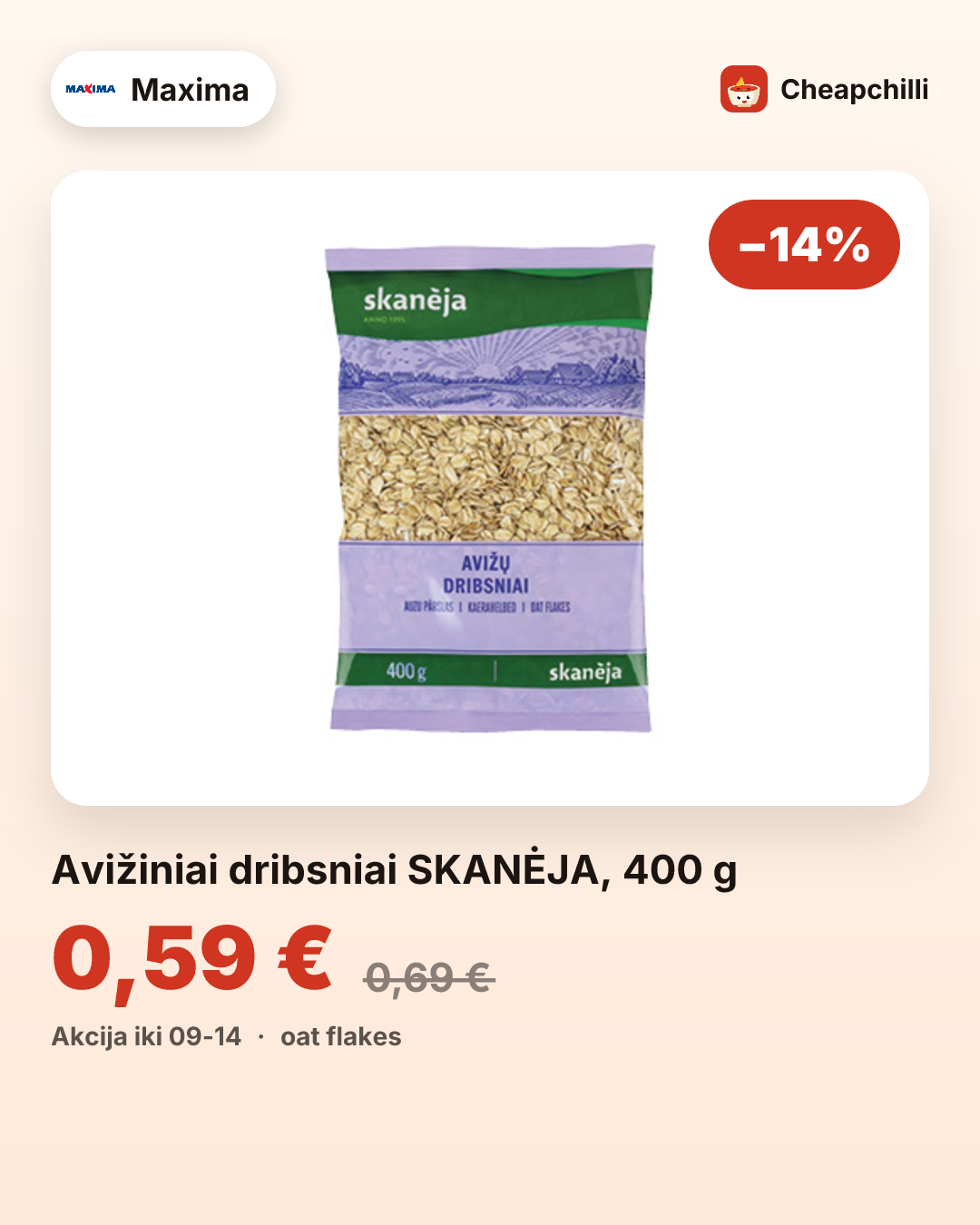Avižiniai dribsniai SKANĖJA, 400 g