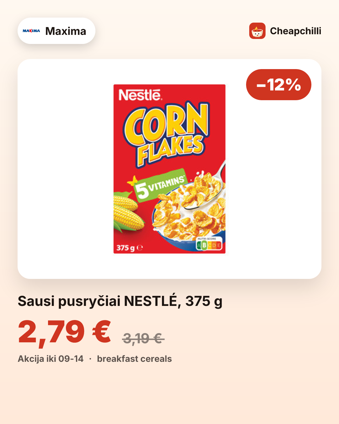 Sausi pusryčiai NESTLÉ, 375 g