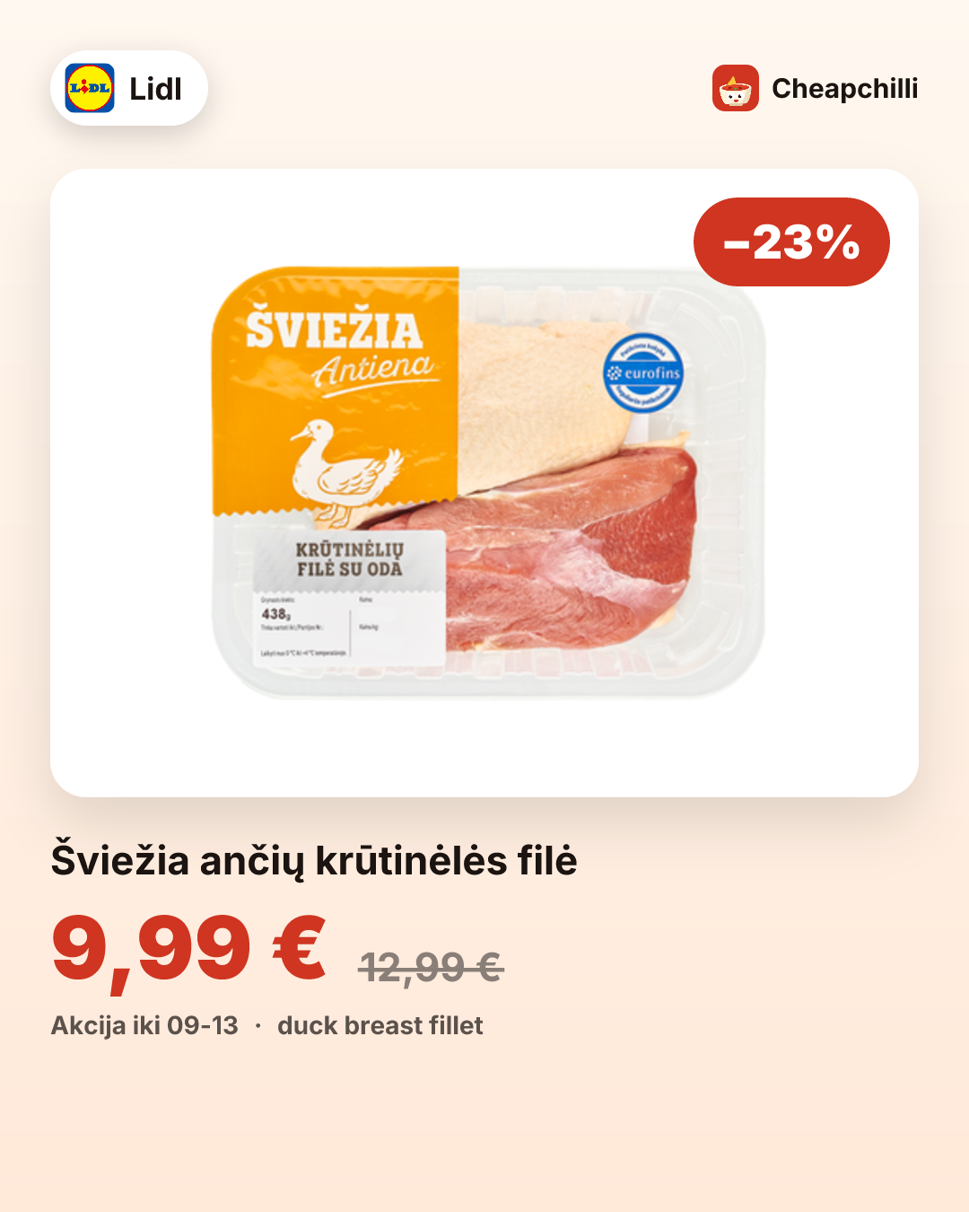 Šviežia ančių krūtinėlės filė
